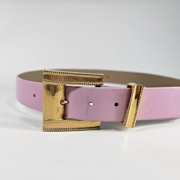Vintage St. John Red Suede Leather Gold Red Enamel Medallion Adjustable Belt 28 main image 6